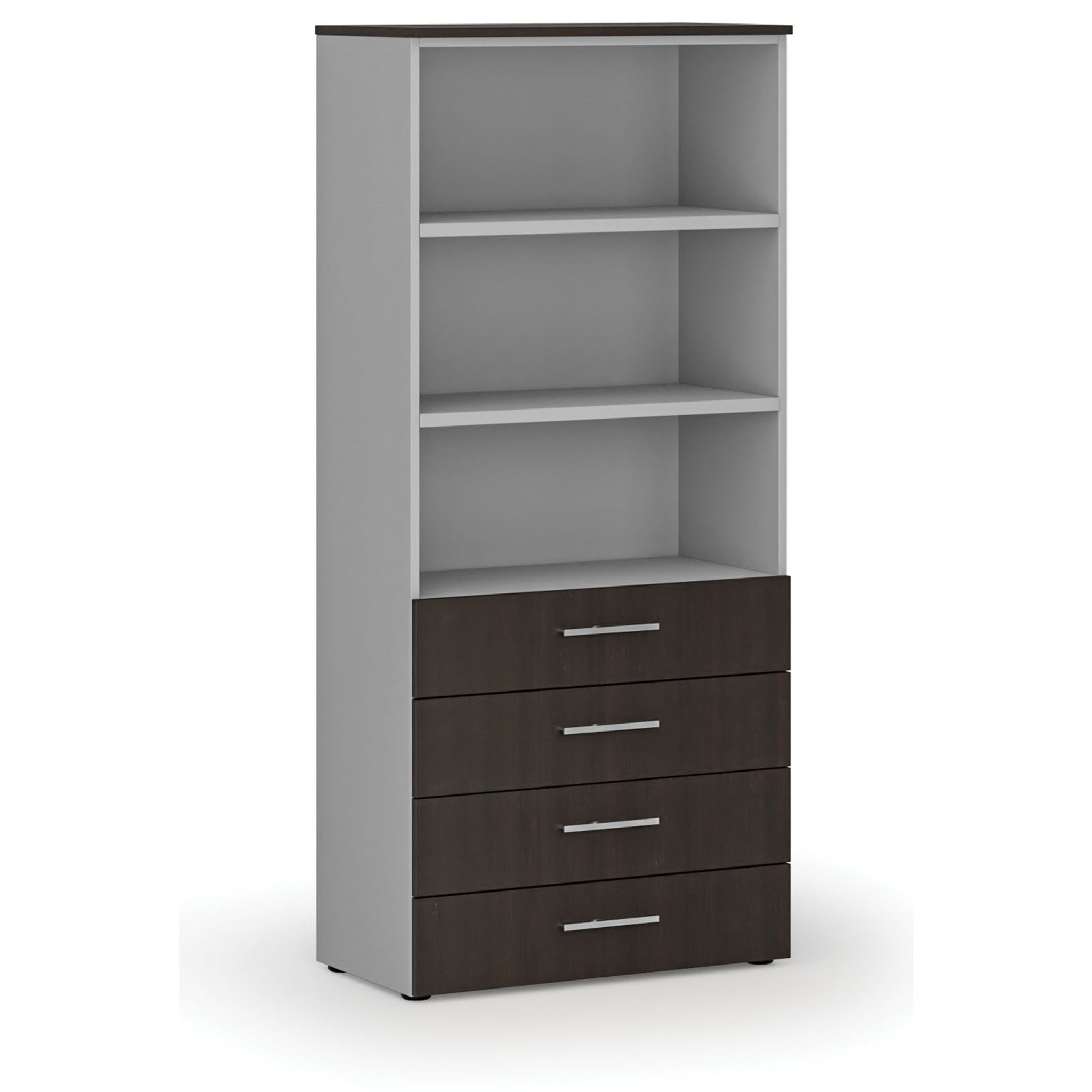 Büroschrank mit Schubladen PRIMO GRAY, 1781 x 800 x 420 mm, grau/Wenge