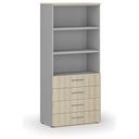 Büroschrank mit Schubladen PRIMO GRAY, 800 x 420 x 1781 mm, Eiche grau/natur