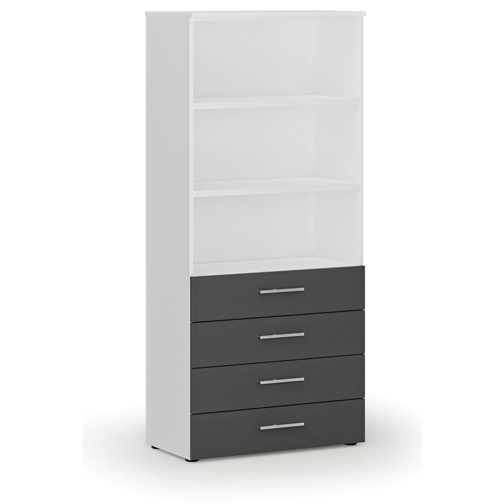 Büroschrank mit Schubladen PRIMO WHITE, 1781 x 800 x 420 mm, weiß/Graphit