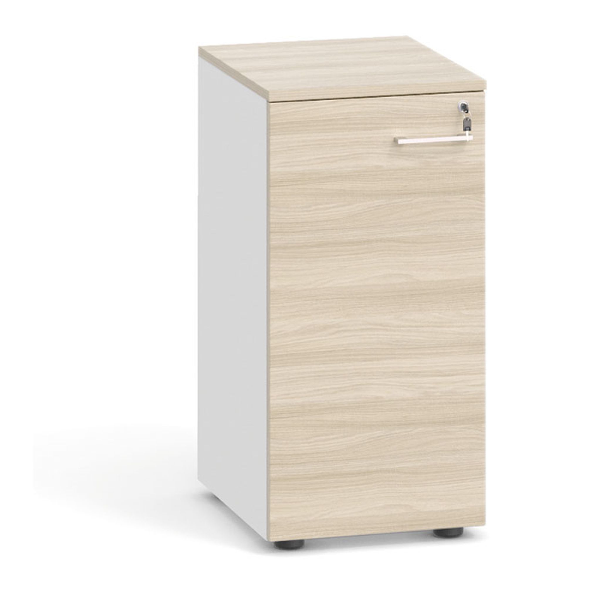 Büroschrank mit Tür niedrig PRIMO 2023, 740 x 400 x 420 mm, weiß/Eiche natur