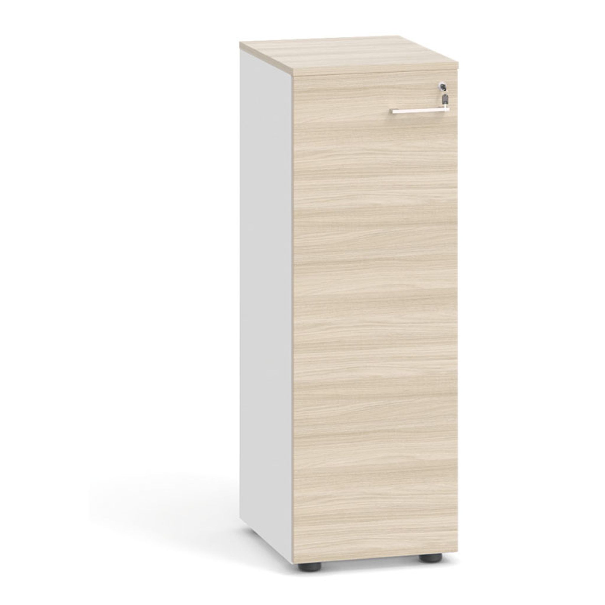 Büroschrank mit Tür PRIMO 2023, 1087 x 400 x 420 mm, weiß/Eiche natur