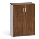 Büroschrank mit Tür PRIMO 2023, 1087 x 800 x 420 mm, grau / Nussbaum