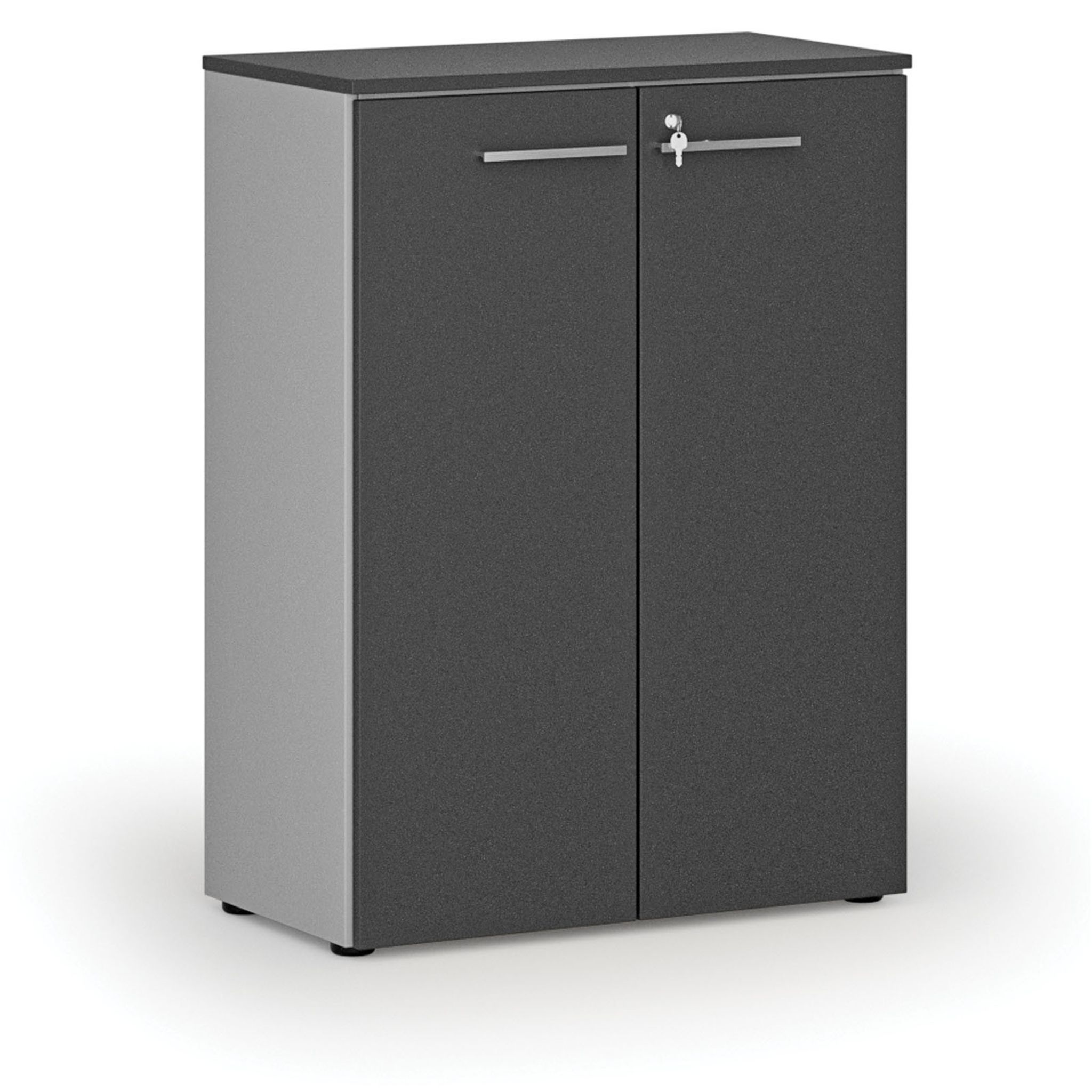 Büroschrank mit Tür PRIMO GRAY, 800 x 420 x 1087 mm, grau/Graphit