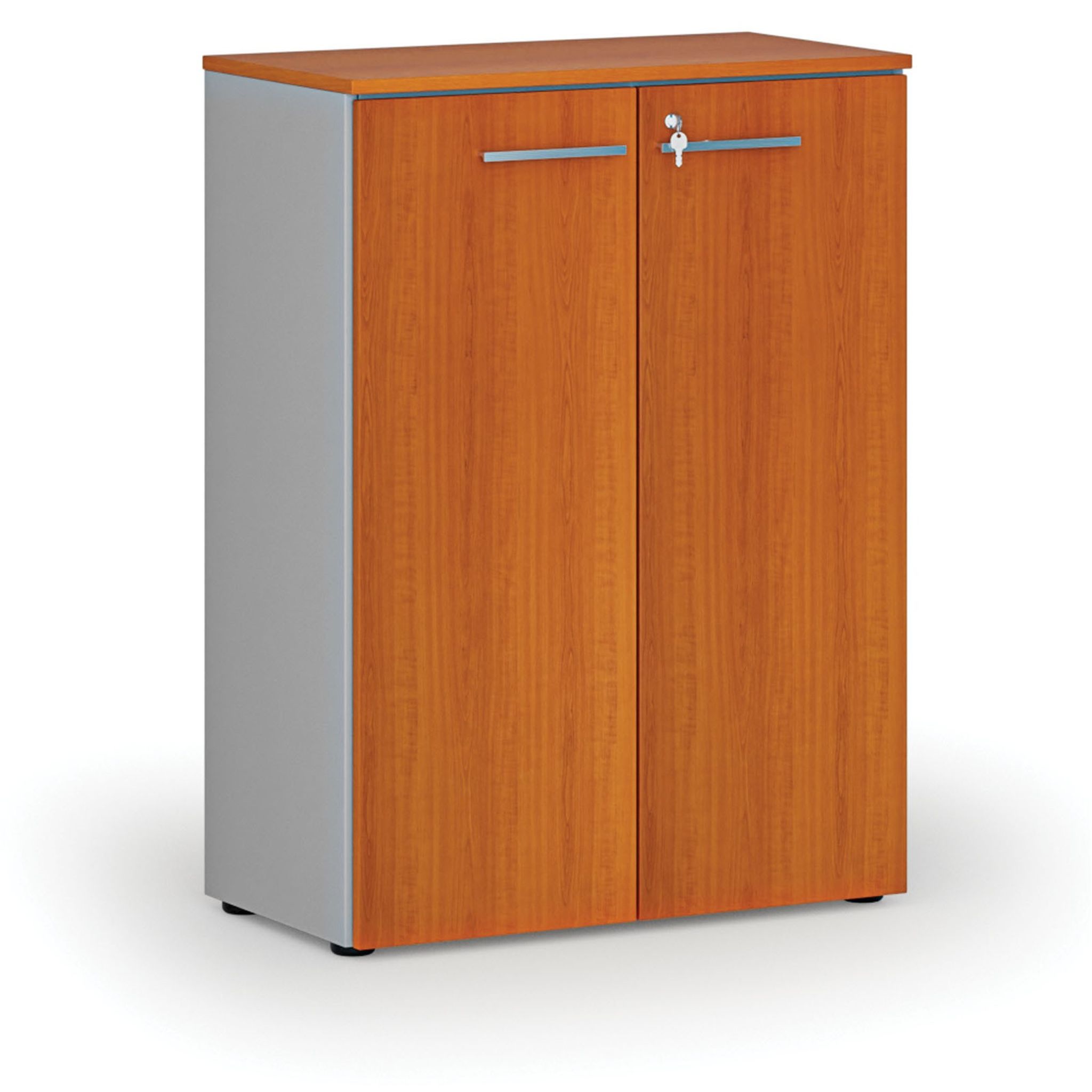 Büroschrank mit Tür PRIMO GRAY, 800 x 420 x 1087 mm, grau/Kirsche