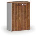 Büroschrank mit Tür PRIMO GRAY, 800 x 420 x 1087 mm, grau/Nussbaum