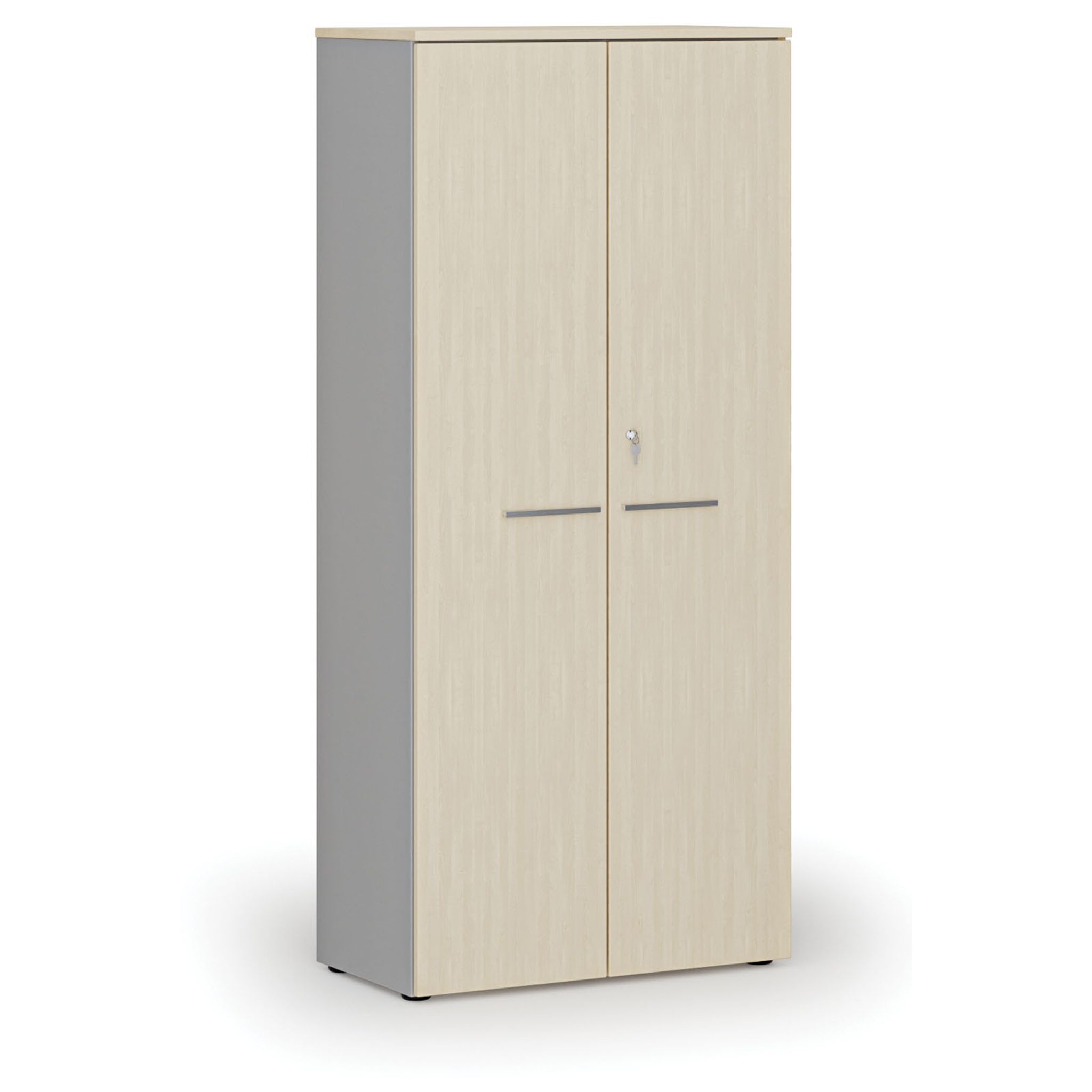 Büroschrank mit Tür PRIMO GRAY, 1781 x 800 x 420 mm, grau/Birke