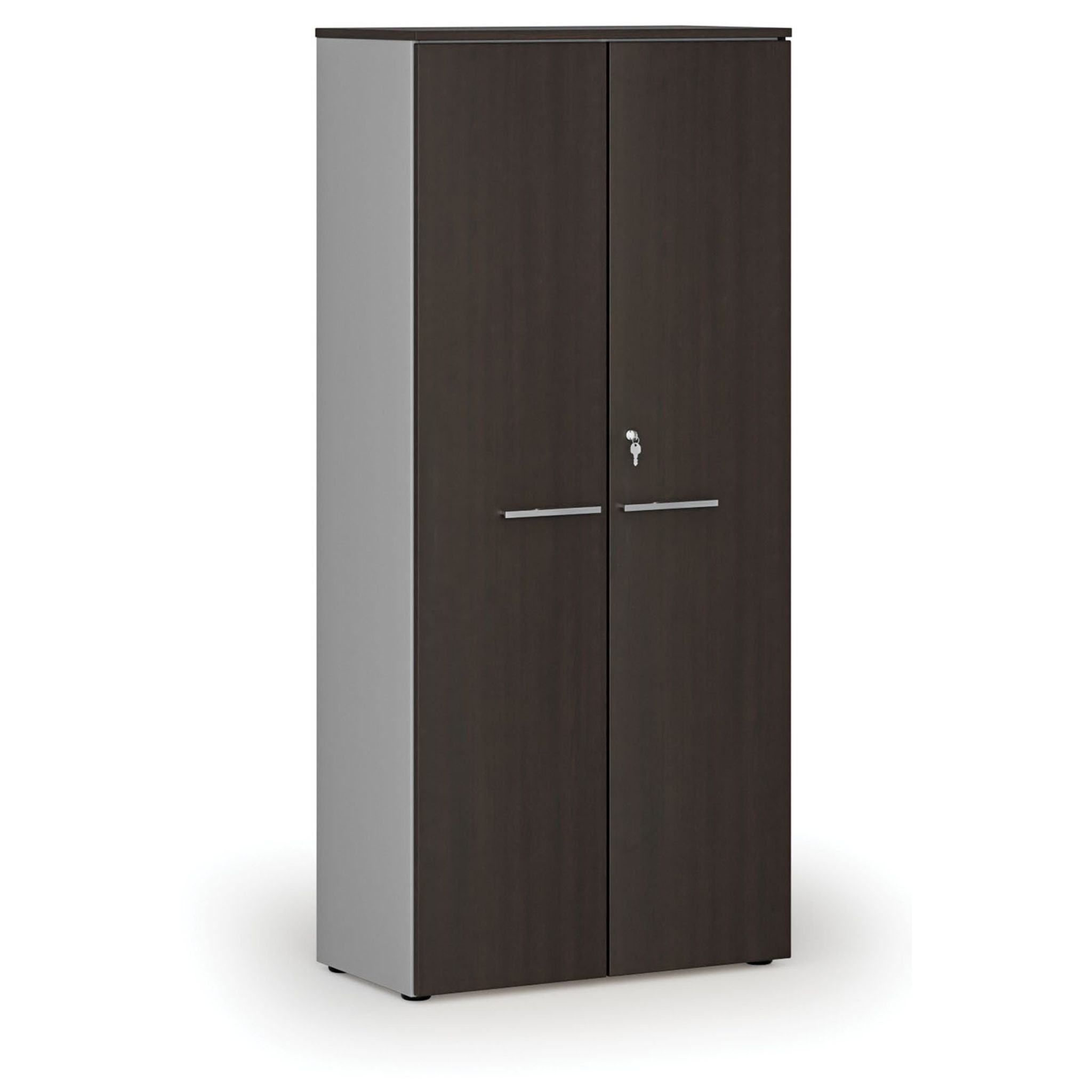 Büroschrank mit Tür PRIMO GRAY, 1781 x 800 x 420 mm, grau/Wenge