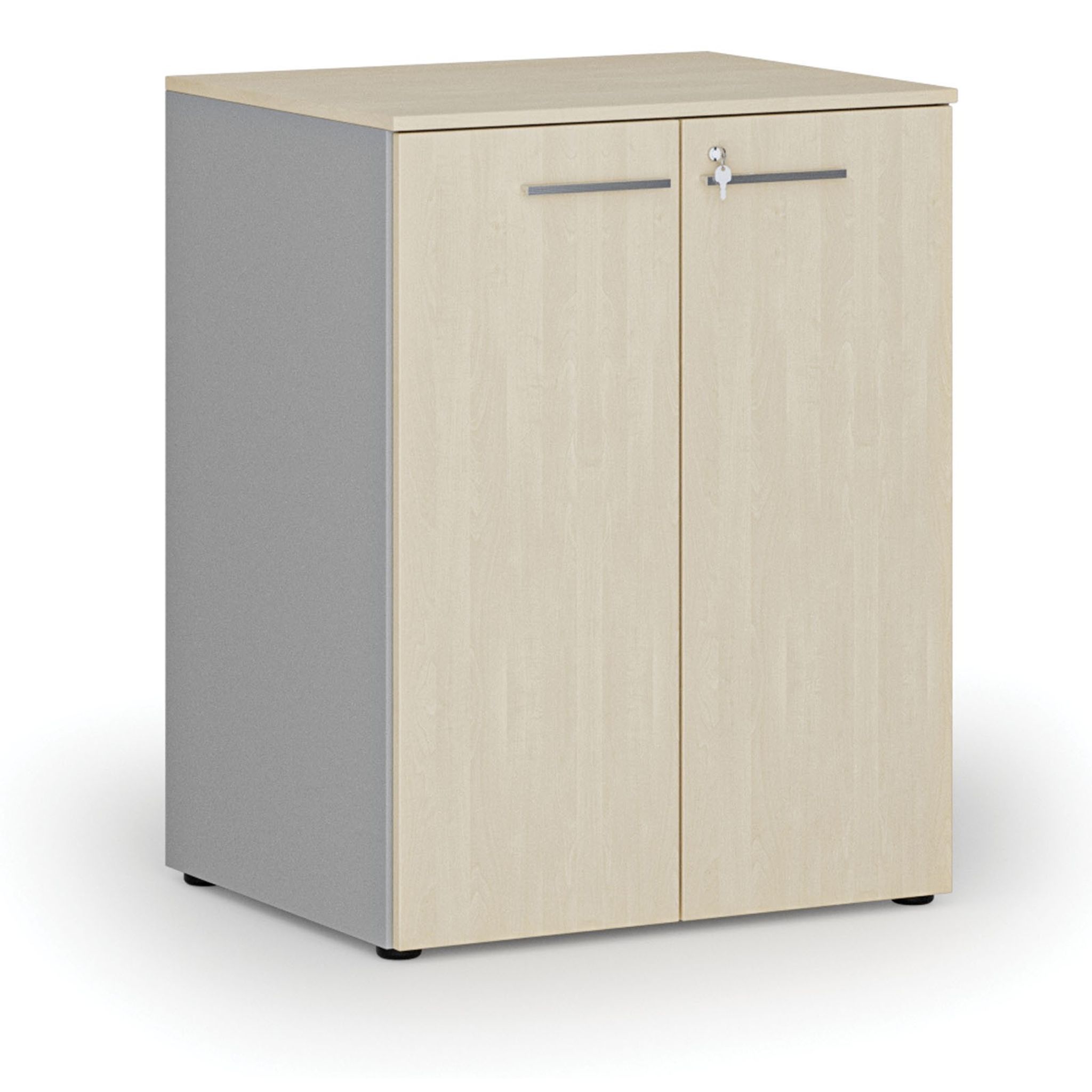 Büroschrank mit Tür PRIMO GRAY, 2 Einlegeböden, 1027 x 800 x 640 mm, Grau/Birke