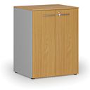 Büroschrank mit Tür PRIMO GRAY, 2 Einlegeböden, 1027 x 800 x 640 mm, Grau/Buche