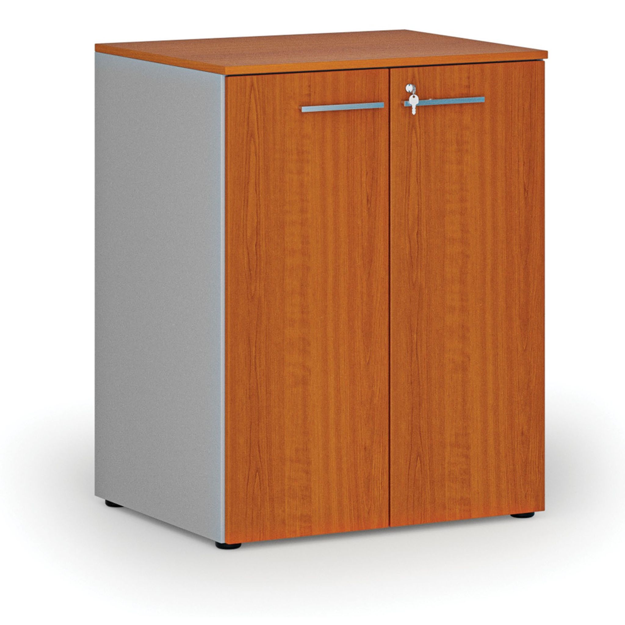 Büroschrank mit Tür PRIMO GRAY, 2 Einlegeböden, 1027 x 800 x 640 mm, grau/Kirsche