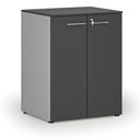 Büroschrank mit Tür PRIMO GRAY, 2 Einlegeböden, 800 x 640 x 1027 mm, grau/Graphit