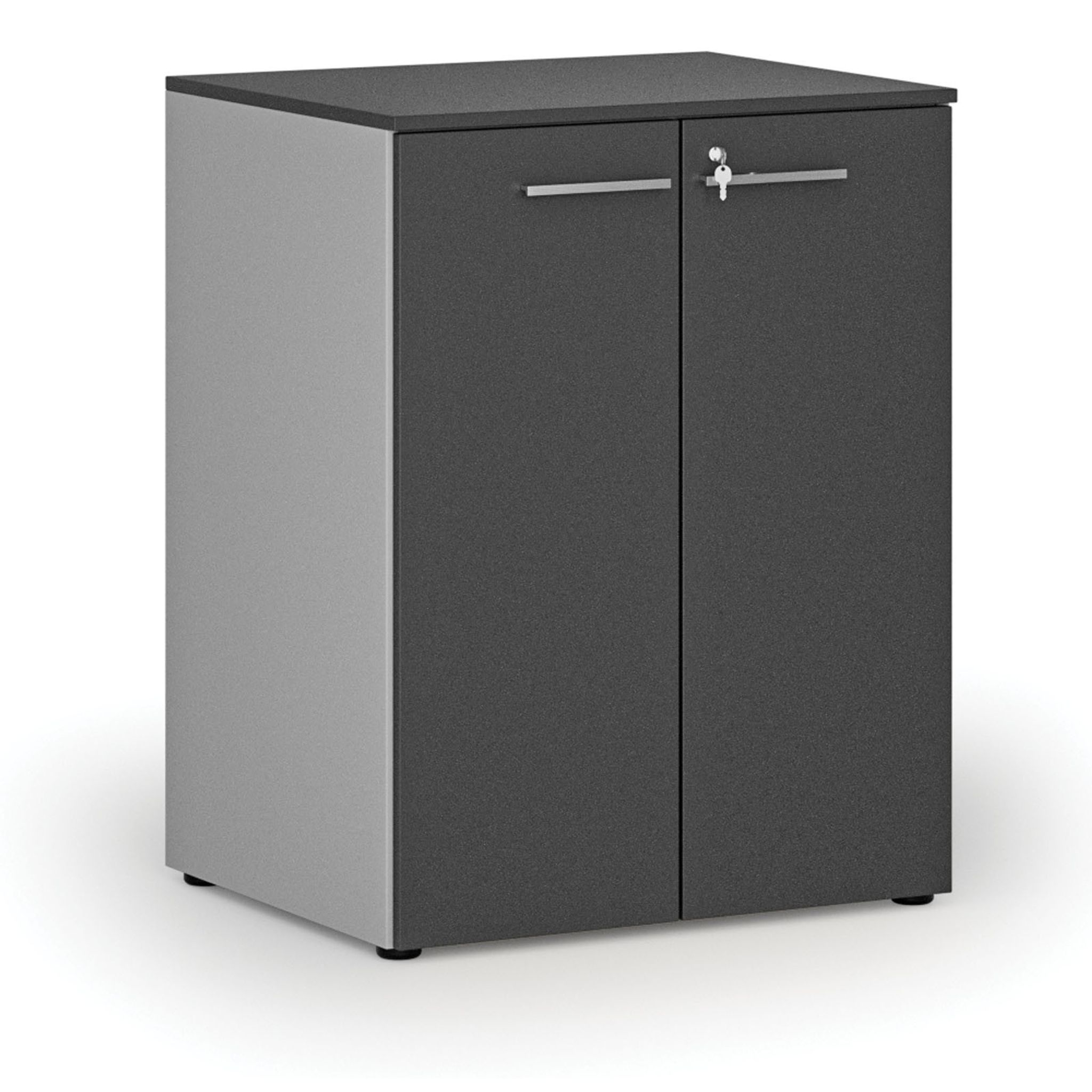 Büroschrank mit Tür PRIMO GRAY, 2 Einlegeböden, 800 x 640 x 1027 mm, grau/Graphit