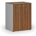 Büroschrank mit Tür PRIMO GRAY, 2 Einlegeböden, 800 x 640 x 1027 mm, grau/Nussbaum