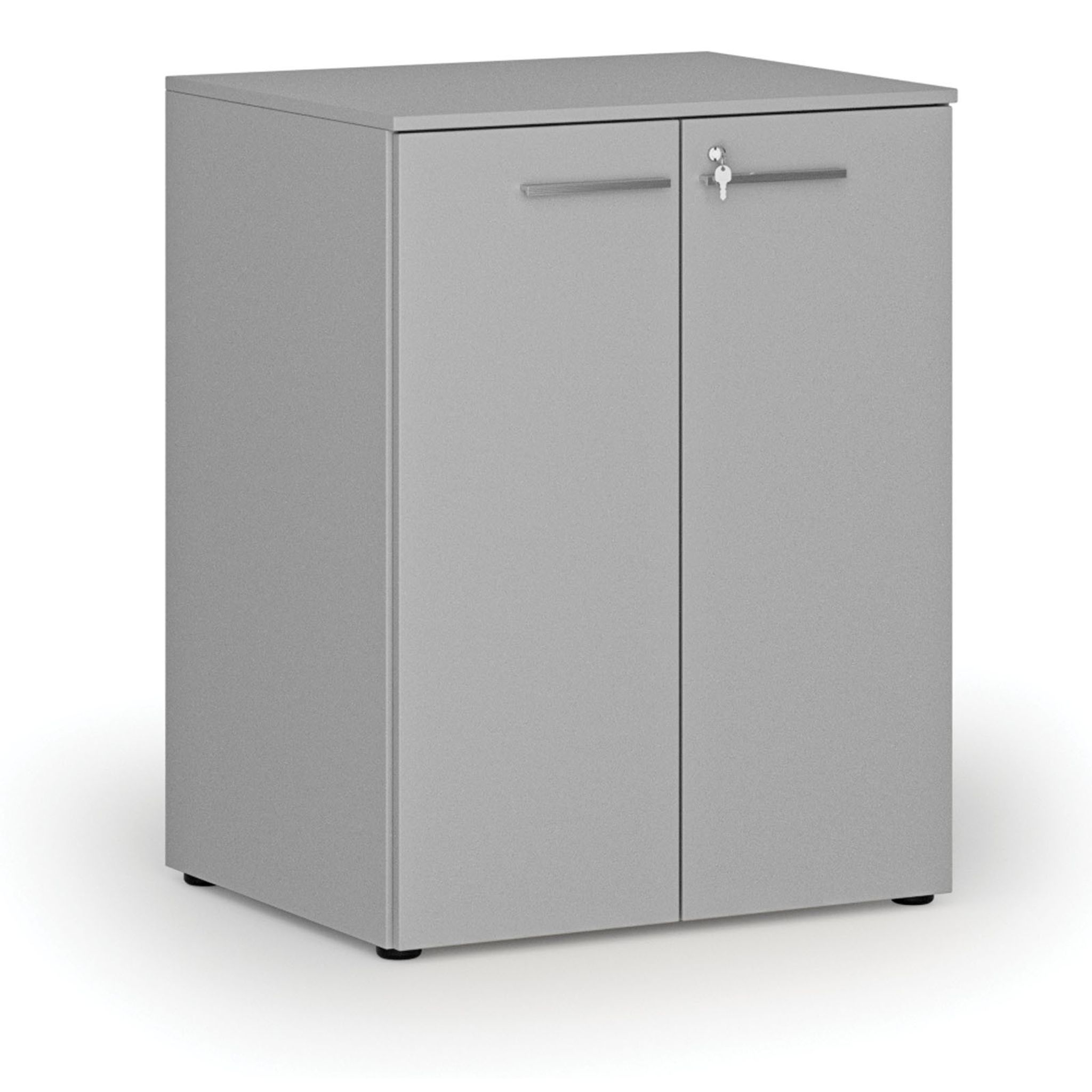 Büroschrank mit Tür PRIMO GRAY, 2 Einlegeböden, 800 x 640 x 1027 mm, grau
