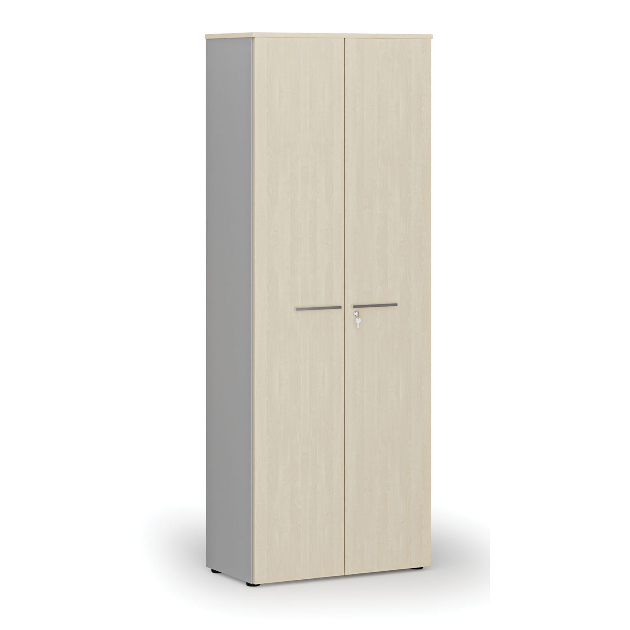 Büroschrank mit Tür PRIMO GRAY, 2128 x 800 x 420 mm, grau/Birke