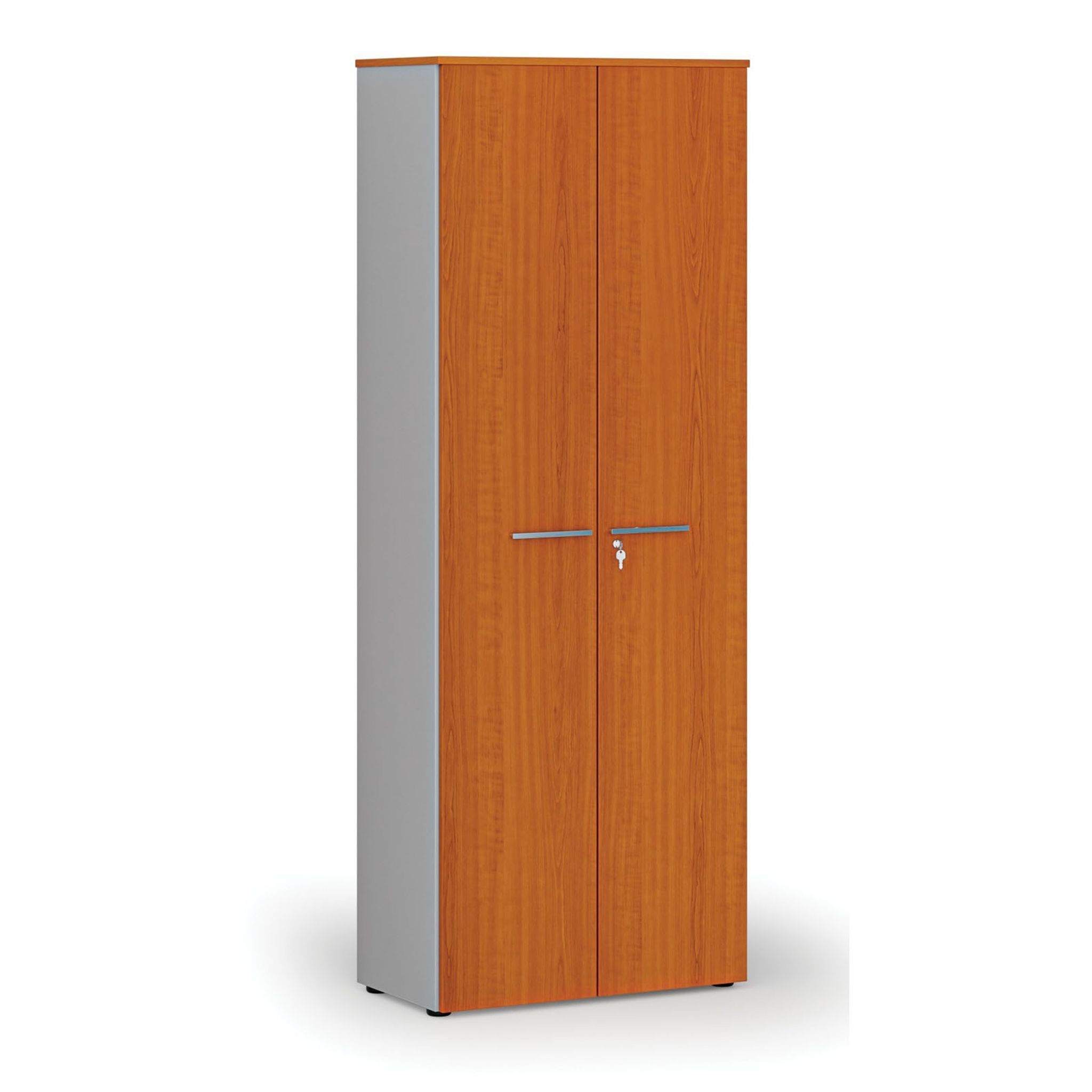 Büroschrank mit Tür PRIMO GRAY, 2128 x 800 x 420 mm, grau/Kirsche