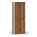 Büroschrank mit Tür PRIMO GRAY, 2128 x 800 x 420 mm, grau/Nussbaum