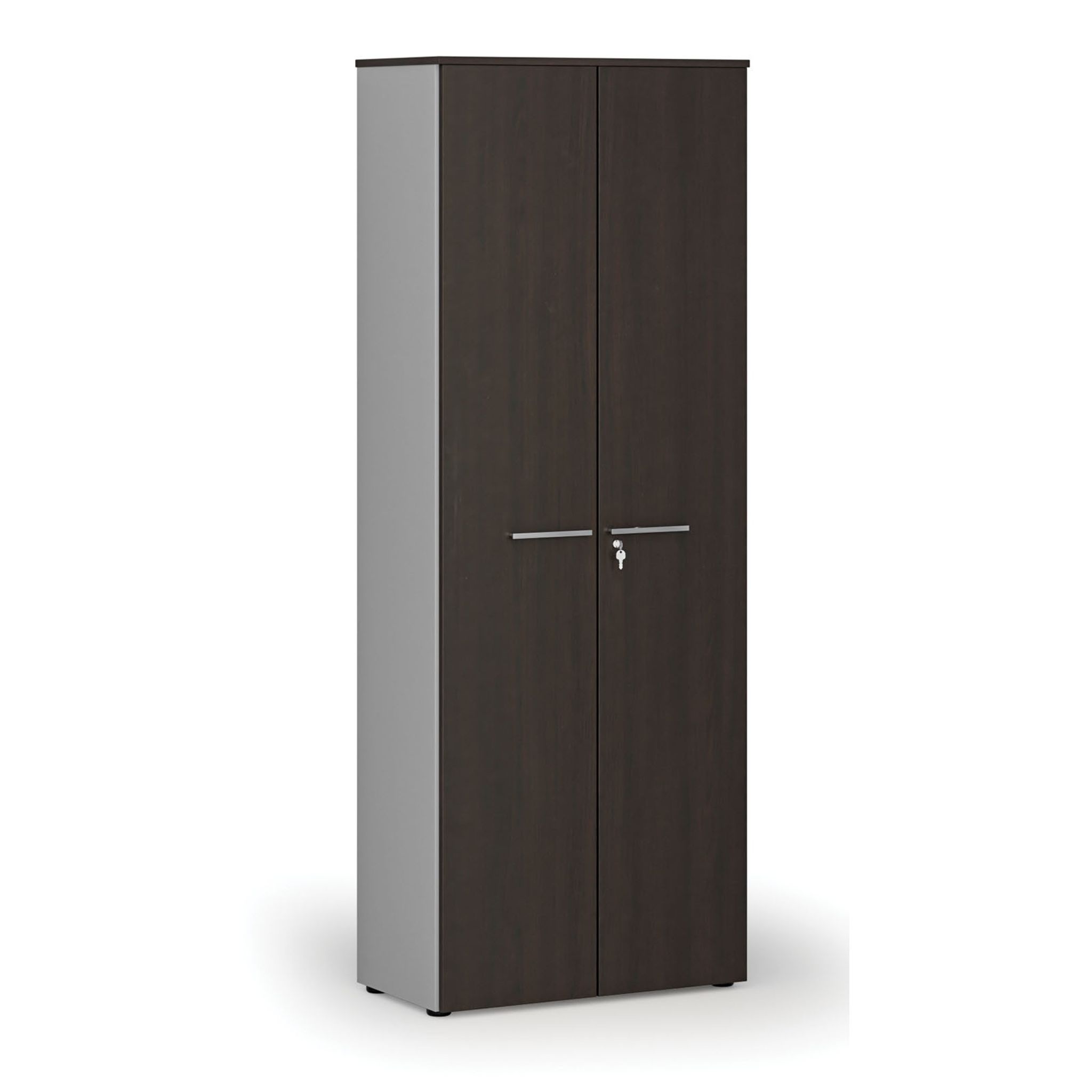 Büroschrank mit Tür PRIMO GRAY, 2128 x 800 x 420 mm, grau/Wenge