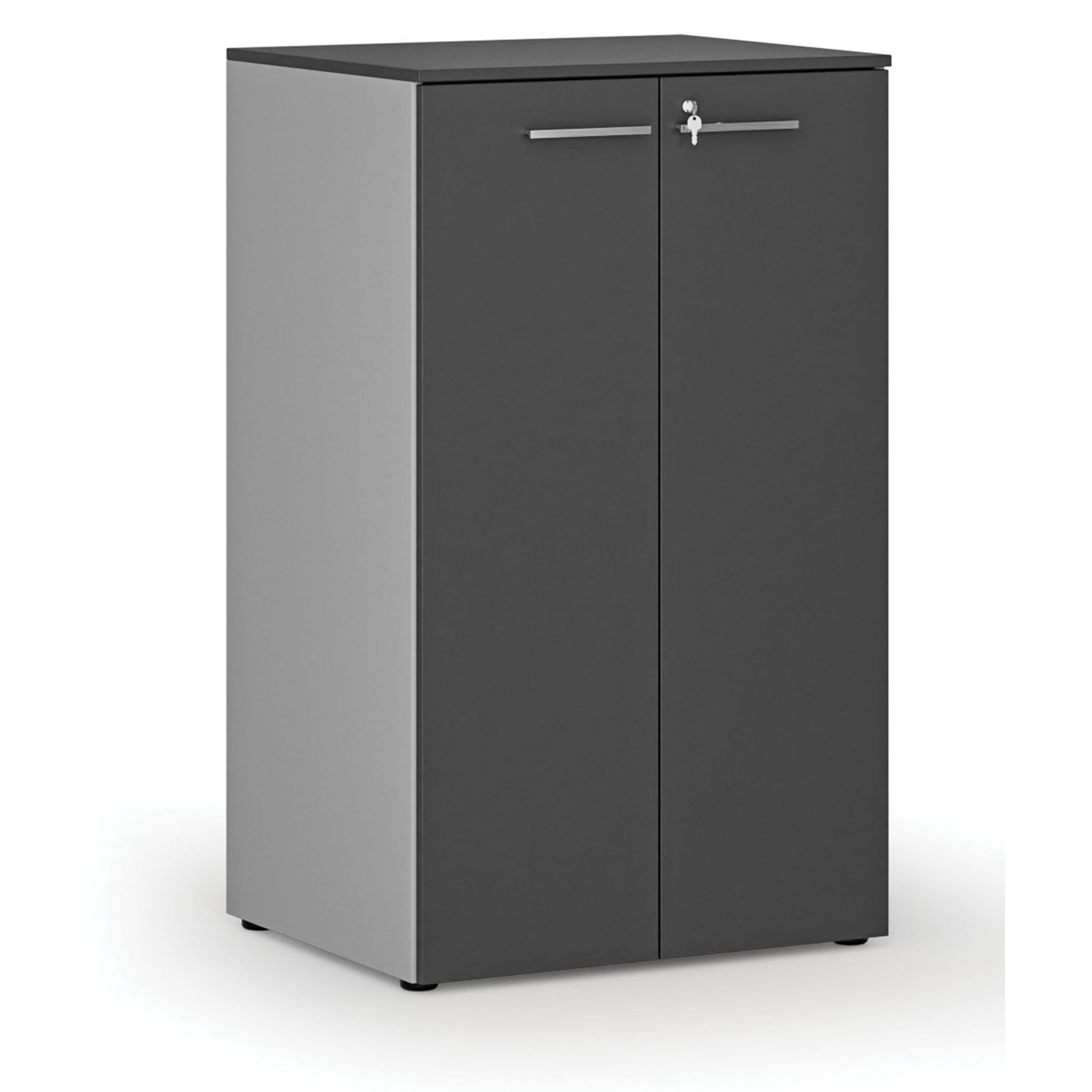 Büroschrank mit Tür PRIMO GRAY, 3 Einlegeböden, 800 x 640 x 1335 mm, grau/Graphit