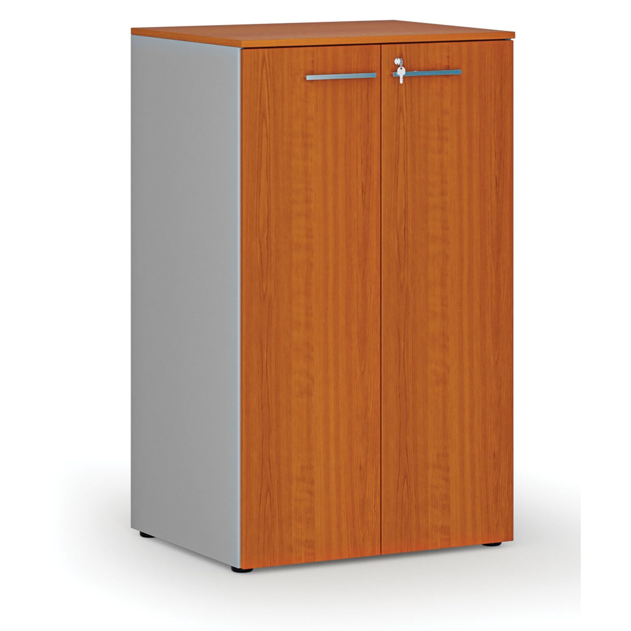 Büroschrank mit Tür PRIMO GRAY, 3 Einlegeböden, 800 x 640 x 1335 mm, Grau/Kirsche