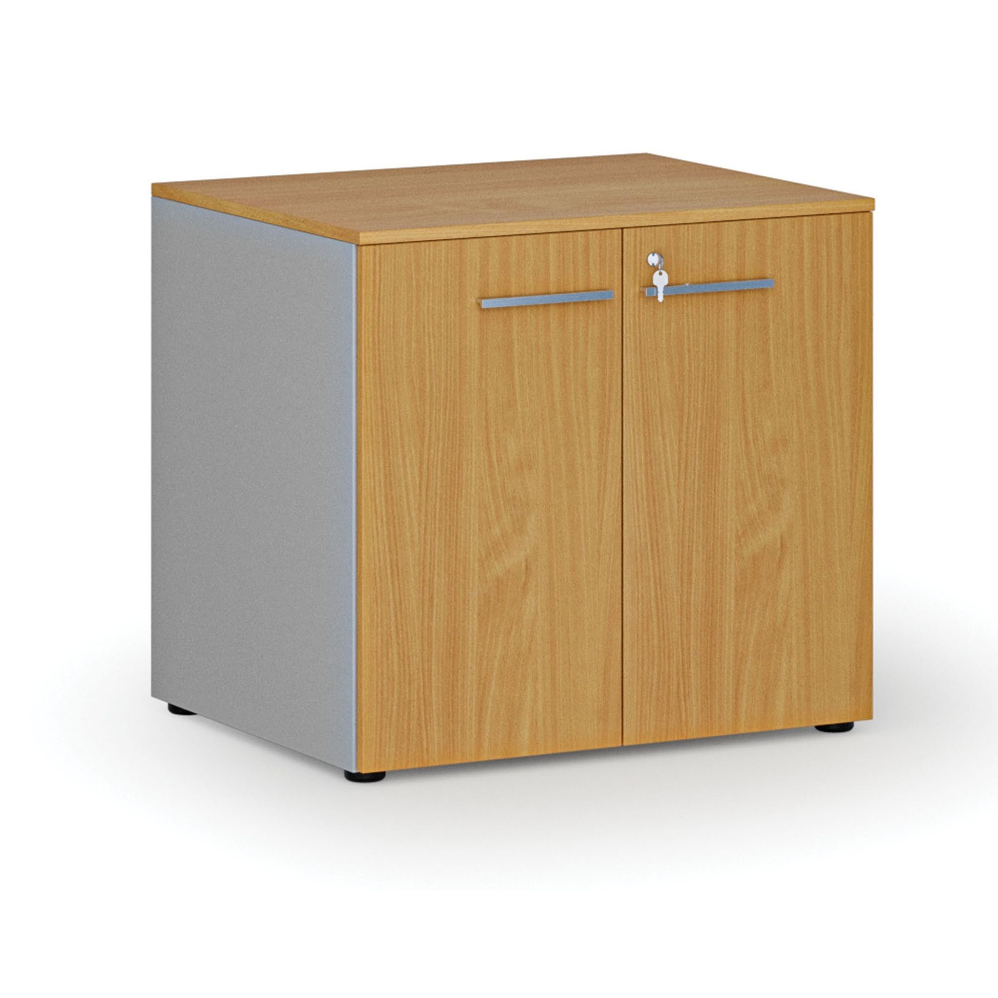 Büroschrank mit Tür PRIMO GRAY, 735 x 800 x 640 mm, grau/Buche