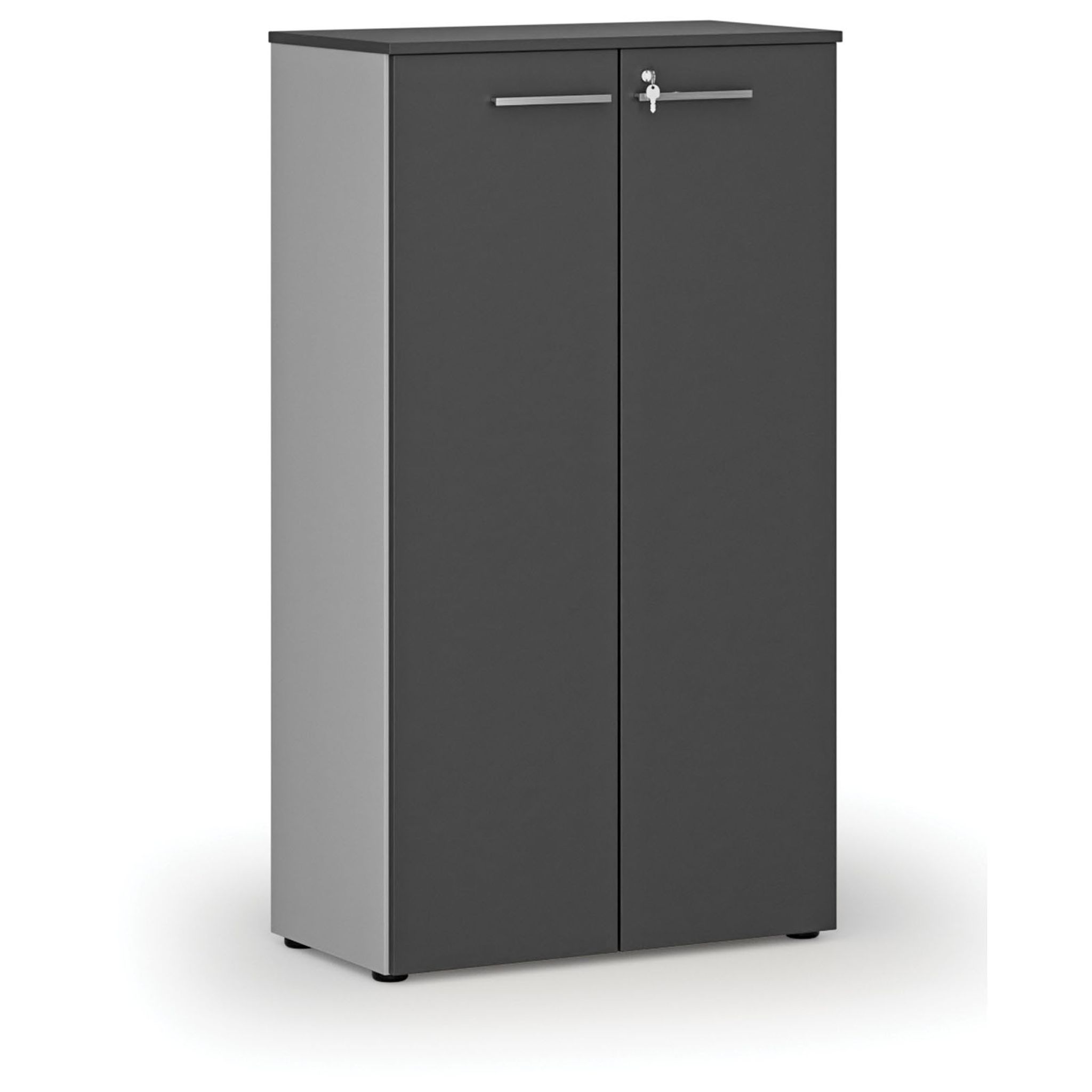 Büroschrank mit Tür PRIMO GRAY, 800 x 420 x 1434 mm, grau/Graphit