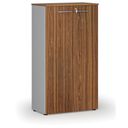Büroschrank mit Tür PRIMO GRAY, 800 x 420 x 1434 mm, grau/Nussbaum