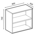 Büroschrank mit Tür PRIMO GRAY, 800 x 420 x 740 mm, grau/Birke