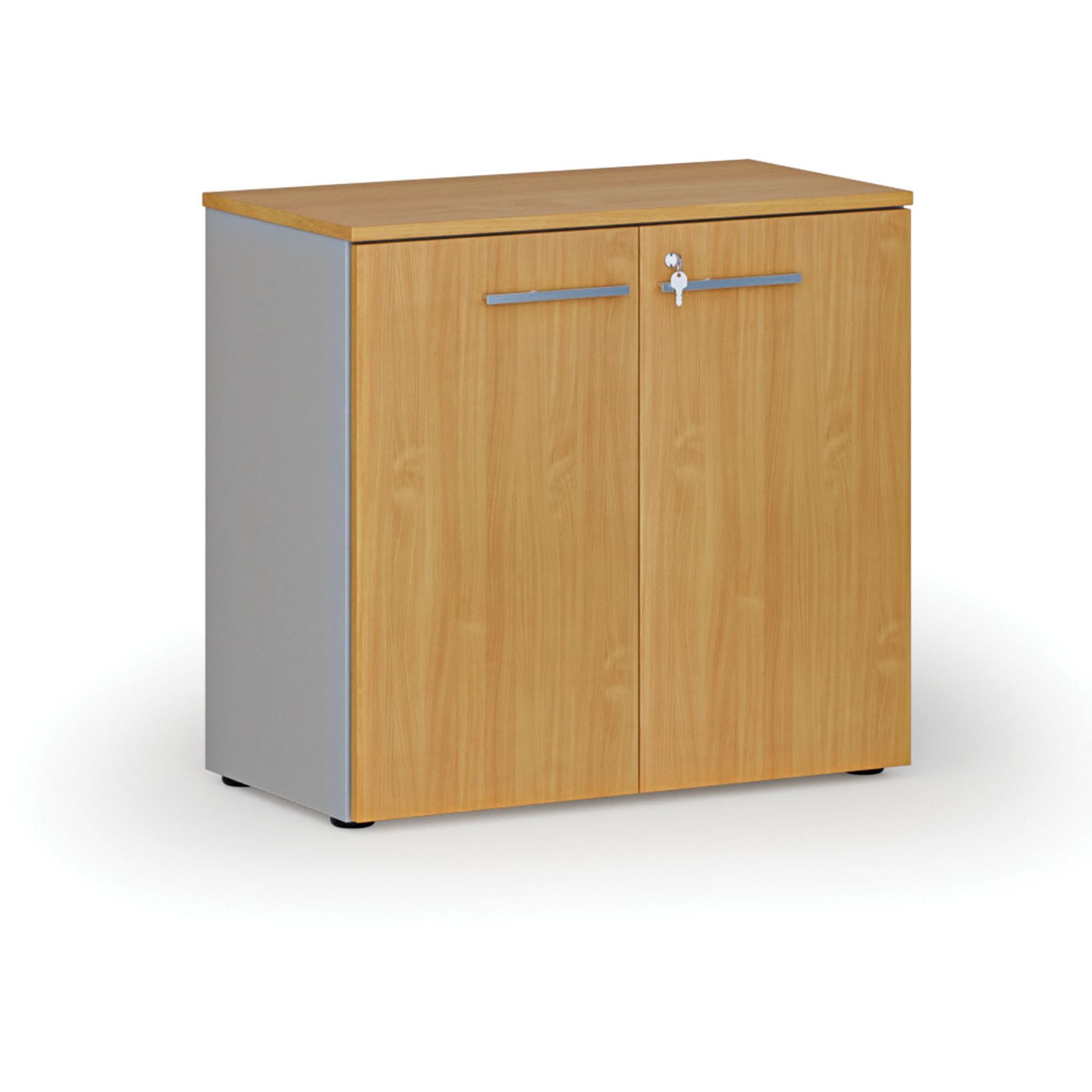 Büroschrank mit Tür PRIMO GRAY, 800 x 420 x 740 mm, grau/Buche