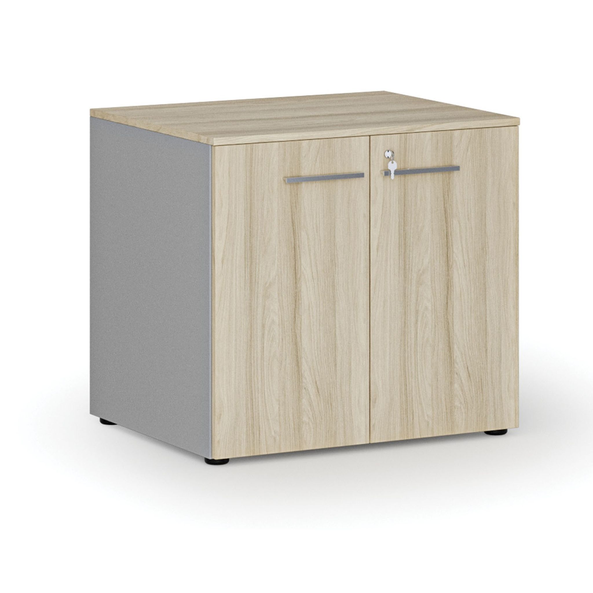 Büroschrank mit Tür PRIMO GRAY, 800 x 640 x 735 mm, grau/natur Eiche