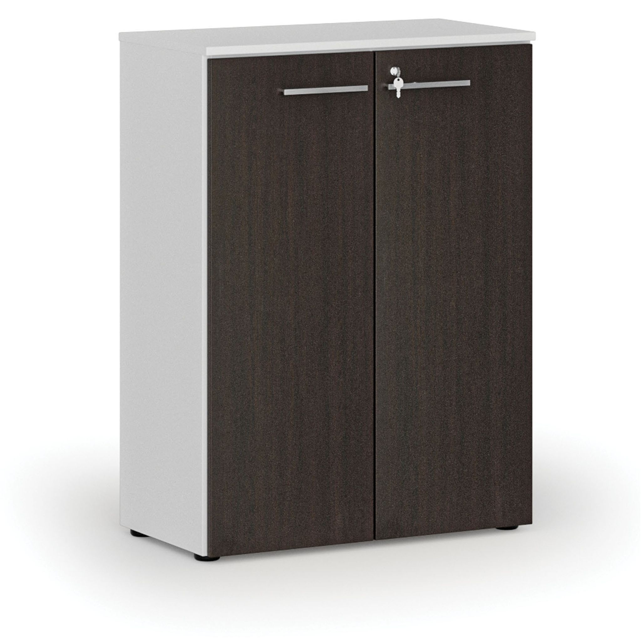 Büroschrank mit Tür PRIMO WHITE, 1087 x 800 x 420 mm, weiß/Wenge