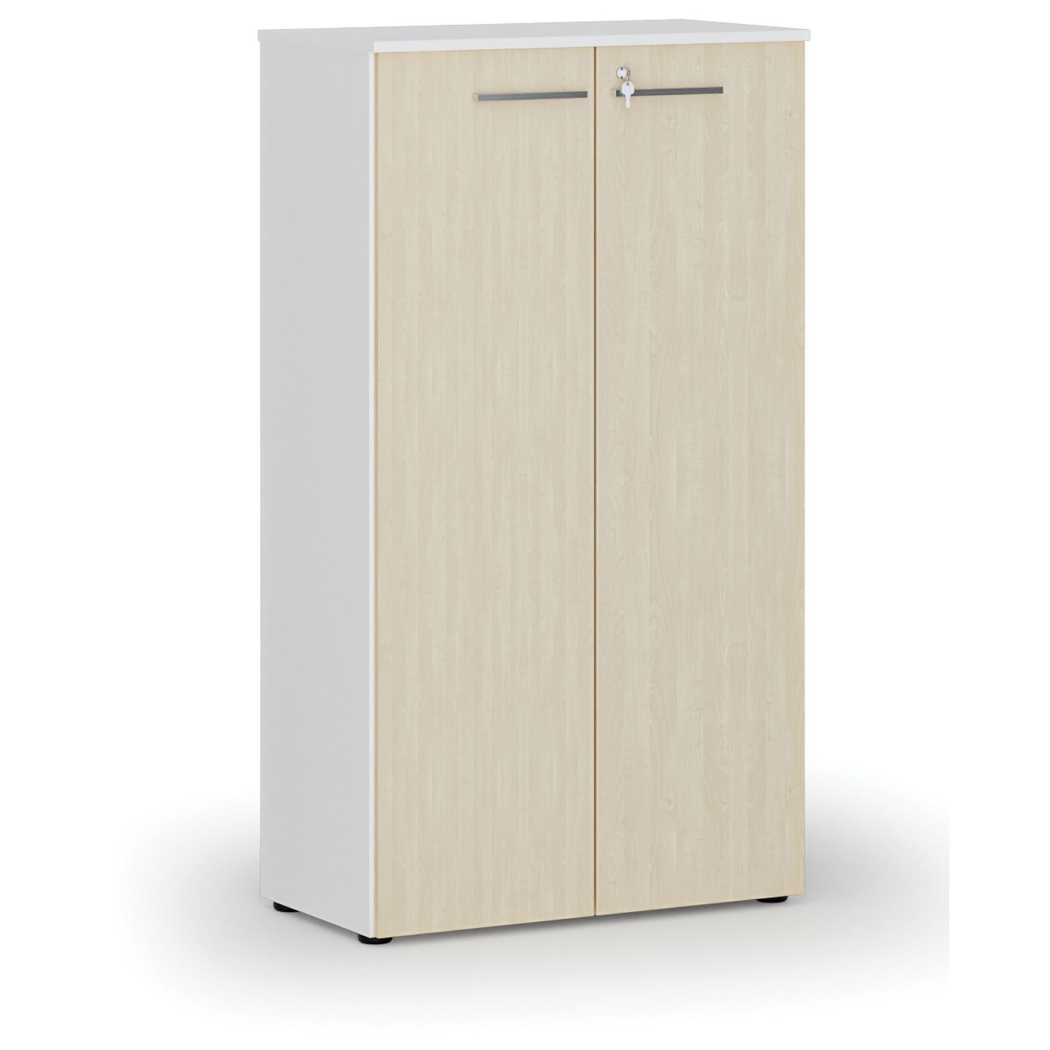 Büroschrank mit Tür PRIMO WHITE, 1434 x 800 x 420 mm, Weiß/Birke