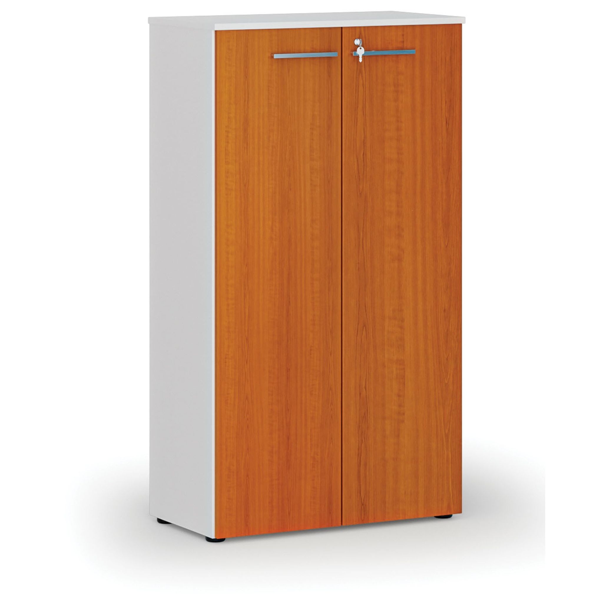 Büroschrank mit Tür PRIMO WHITE, 1434 x 800 x 420 mm, weiß/Kirsche