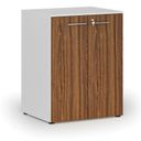 Büroschrank mit Tür PRIMO WHITE, 2 Einlegeböden, 800 x 640 x 1027 mm, Weiß/Nussbaum