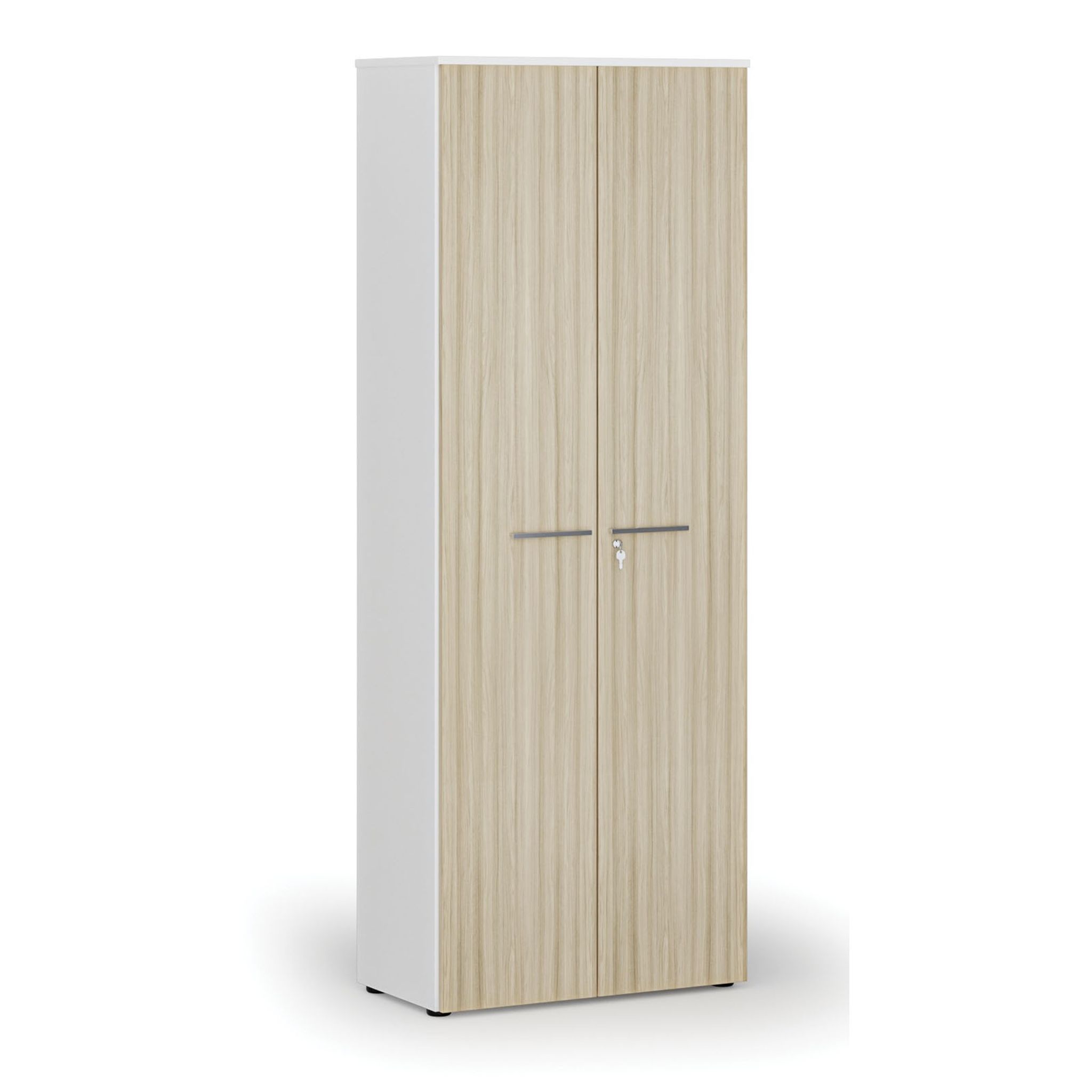 Büroschrank mit Tür PRIMO WHITE, 800 x 420 x 2128 mm, Weiß/Eiche Natur