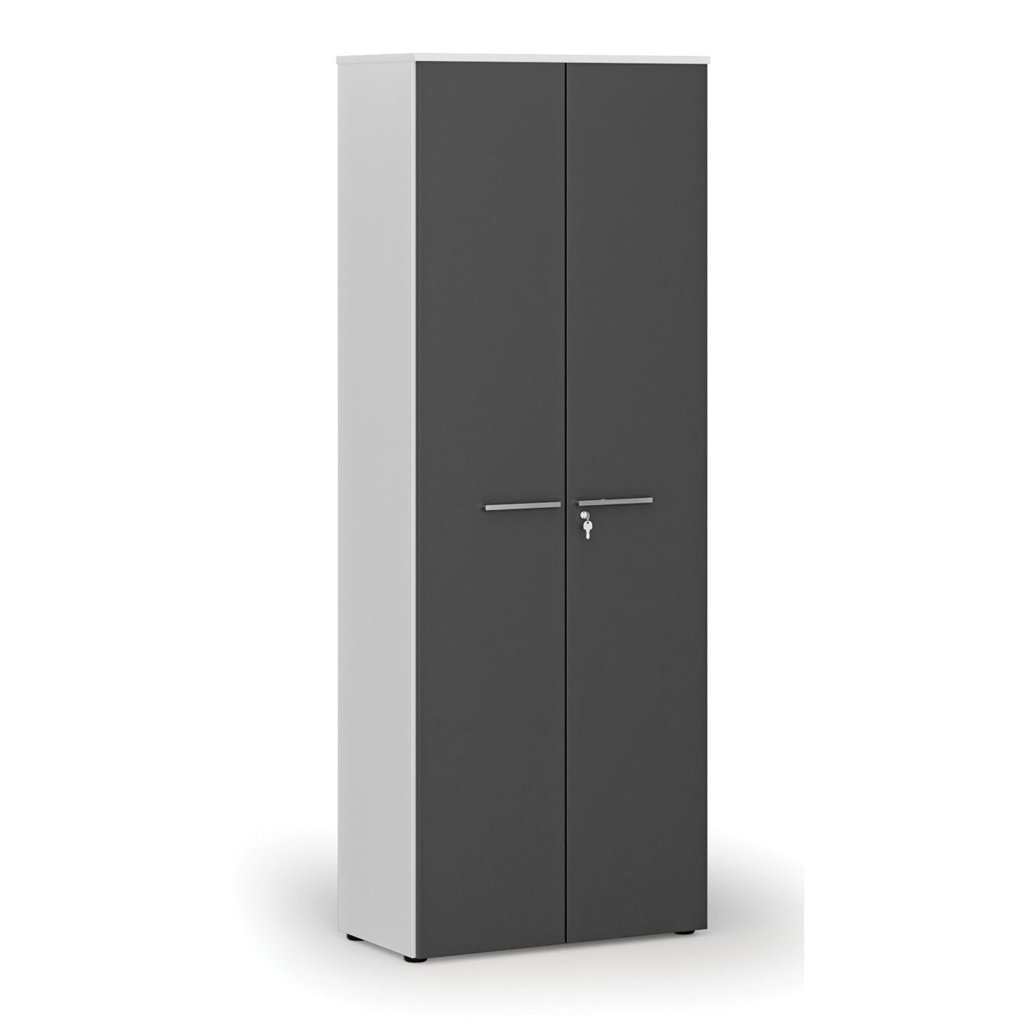 Büroschrank mit Tür PRIMO WHITE, 800 x 420 x 2128 mm, weiß/Graphit