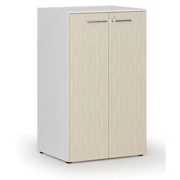 Büroschrank mit Tür PRIMO WHITE, 3 Einlegeböden, 1335 x 800 x 640 mm, Weiß/Birke