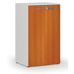 Büroschrank mit Tür PRIMO WHITE, 3 Einlegeböden, 1335 x 800 x 640 mm, weiß/Kirsche