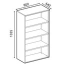 Büroschrank mit Tür PRIMO WHITE, 3 Einlegeböden, 1335 x 800 x 640 mm, weiß/Kirsche