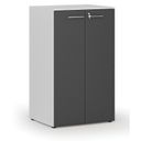 Büroschrank mit Tür PRIMO WHITE, 3 Einlegeböden, 800 x 640 x 1335 mm, weiß/Graphit