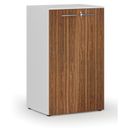 Büroschrank mit Tür PRIMO WHITE, 3 Einlegeböden, 800 x 640 x 1335 mm, Weiß/Nussbaum