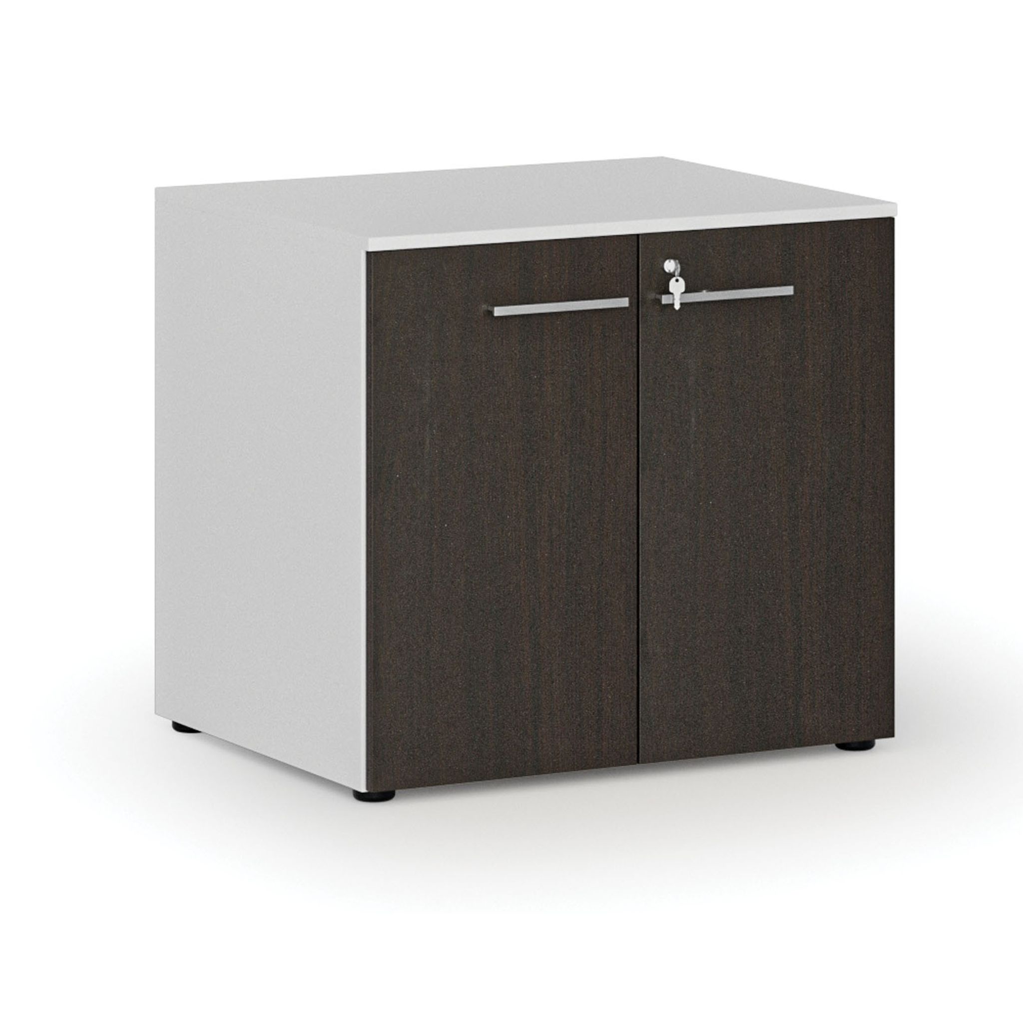 Büroschrank mit Tür PRIMO WHITE, 735 x 800 x 640 mm, weiß/Wenge