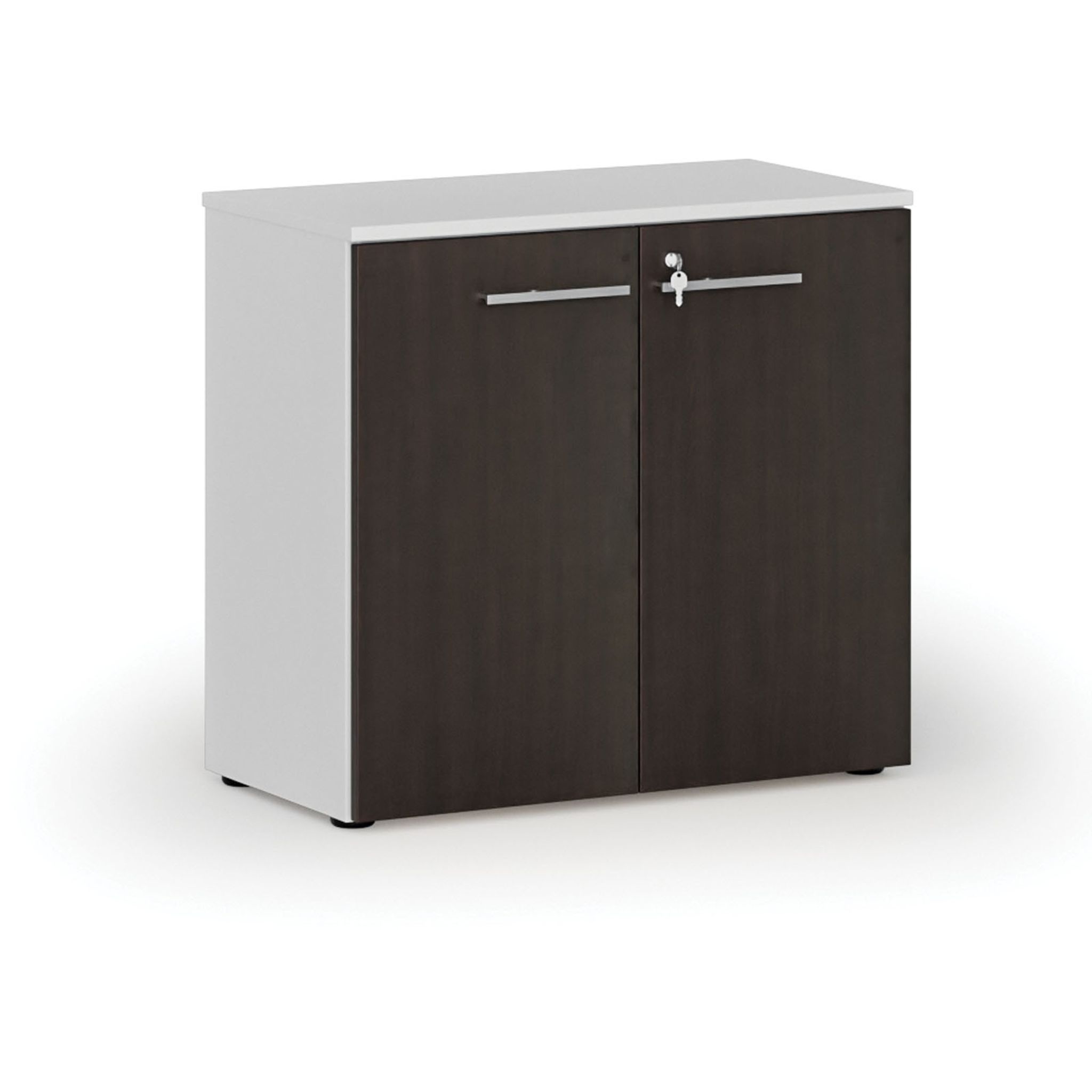 Büroschrank mit Tür PRIMO WHITE, 740 x 800 x 420 mm, weiß/Wenge