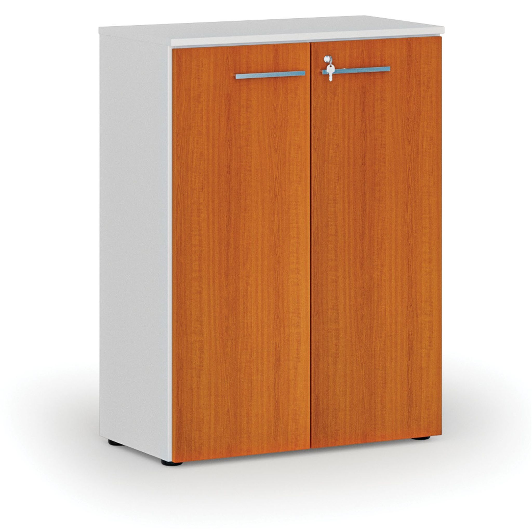 Büroschrank mit Tür PRIMO WHITE, 800 x 420 x 1087 mm, weiß/Kirsche
