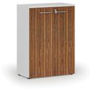 Büroschrank mit Tür PRIMO WHITE, 800 x 420 x 1087 mm, Weiß/Nussbaum