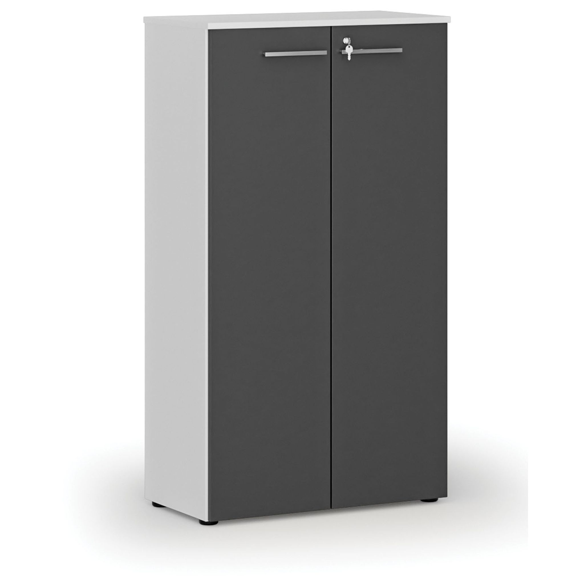 Büroschrank mit Tür PRIMO WHITE, 800 x 420 x 1434 mm, weiß/Graphit