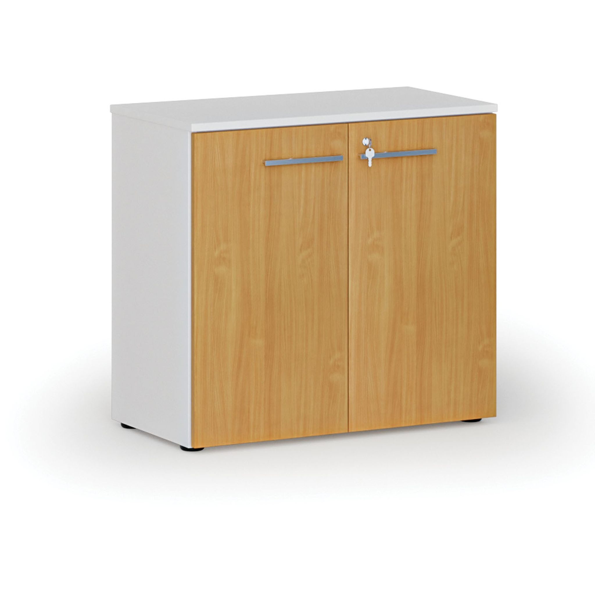 Büroschrank mit Tür PRIMO WHITE, 800 x 420 x 740 mm, Weiß/Buche