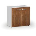 Büroschrank mit Tür PRIMO WHITE, 800 x 420 x 740 mm, Weiß/Nussbaum