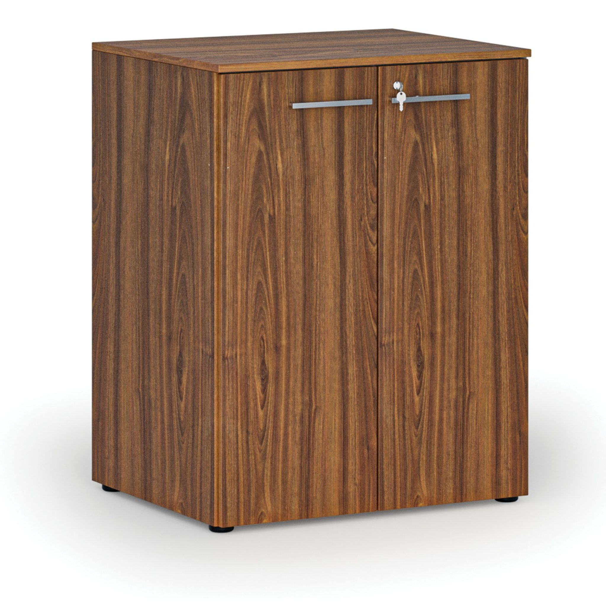 Büroschrank mit Tür PRIMO WOOD, 2 Einlegeböden, 1027 x 800 x 640 mm, Nussbaum