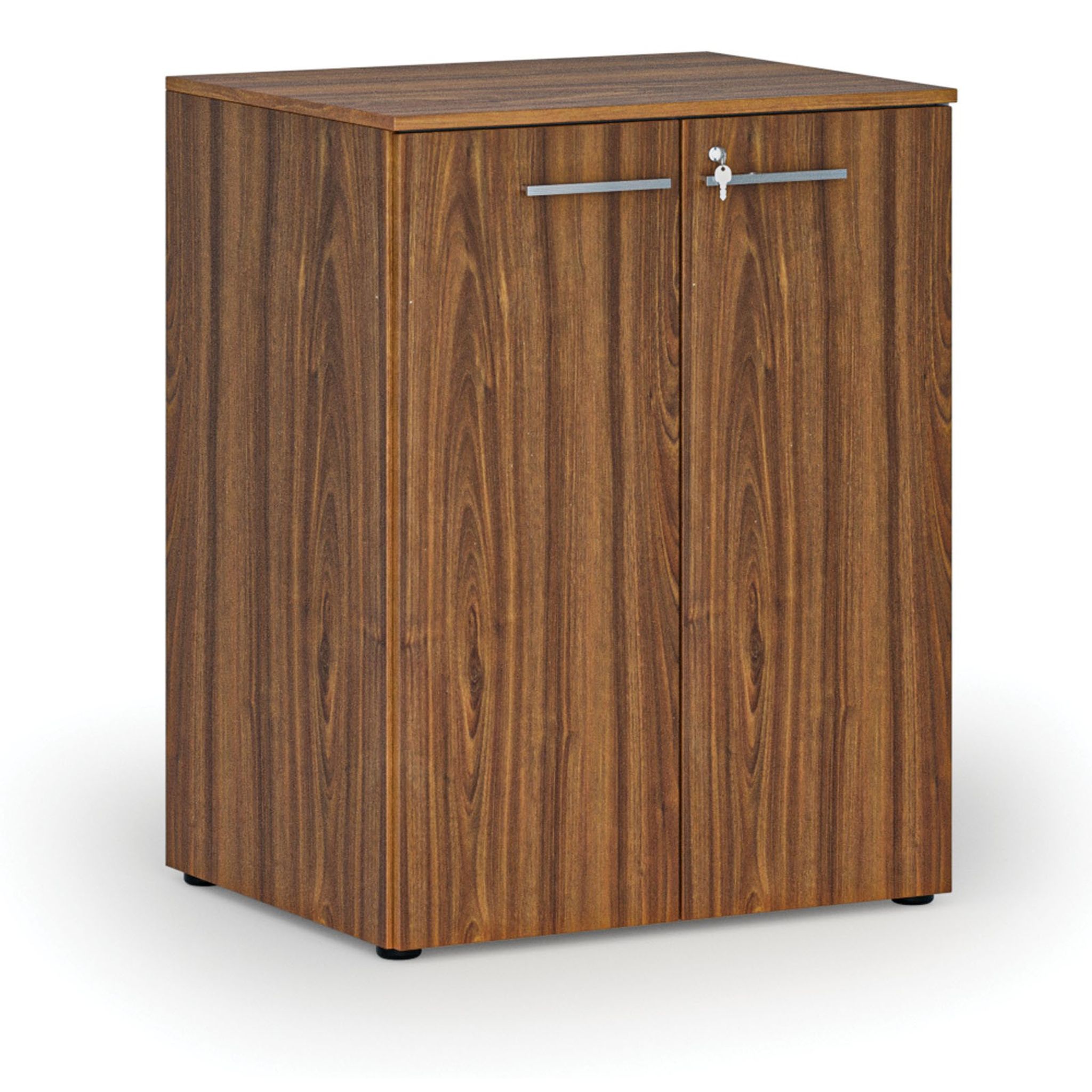 Büroschrank mit Tür PRIMO WOOD, 2 Einlegeböden, 800 x 640 x 1027 mm, Nussbaum